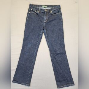 LAUREN RALPH LAUREN Dark Wash Straight Leg Jeans Size 8 Classic Comfort Stretch